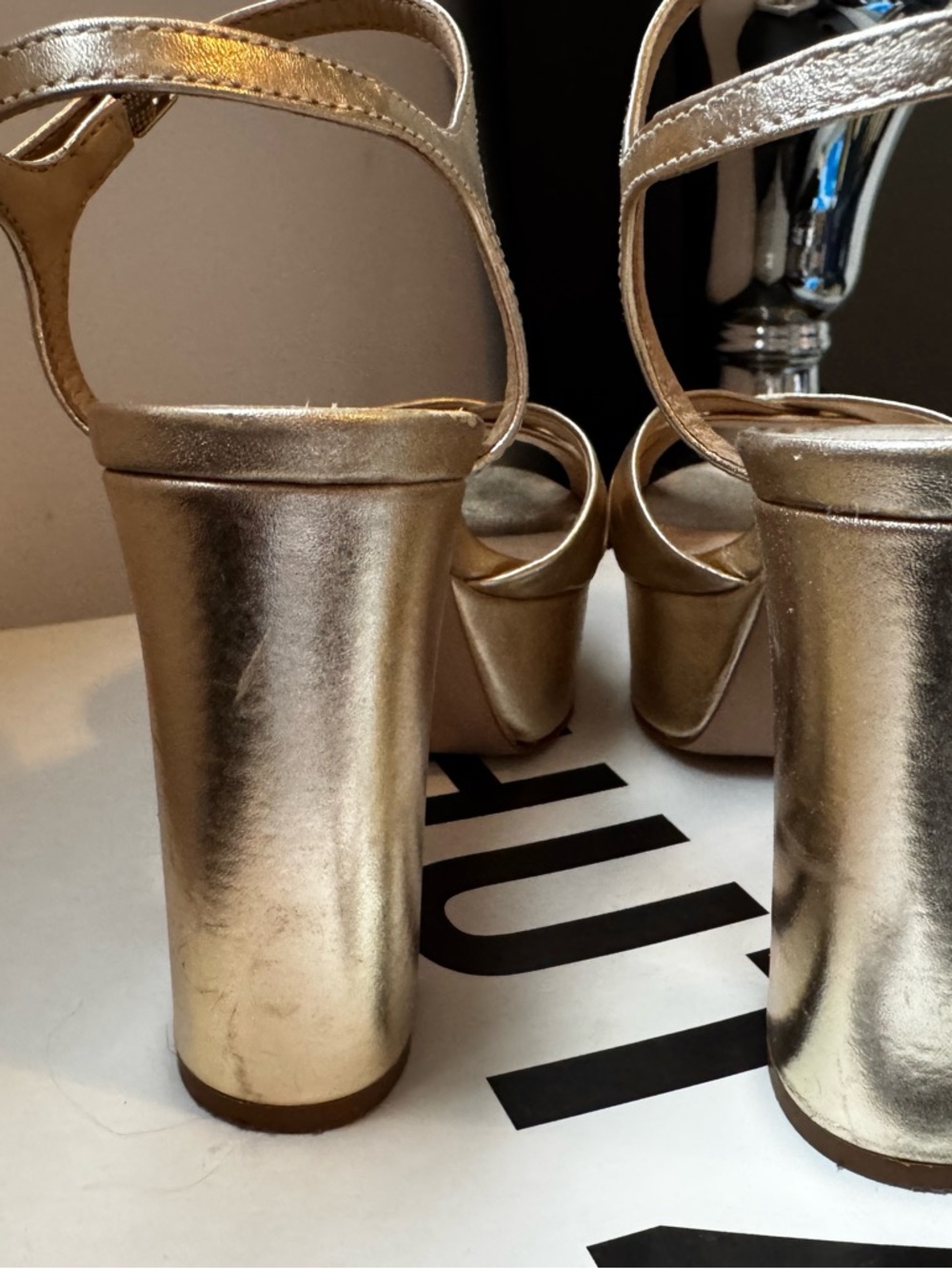 SCHUTZ Gold Metallic Platform Heels - Picture 3 of 6